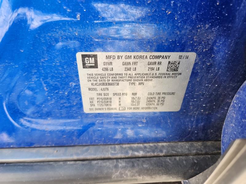 2014 Buick Encore მანქანა იყიდება აუქციონზე, vin: KL4CJASB3EB669738, აუქციონის ნომერი: 57733046