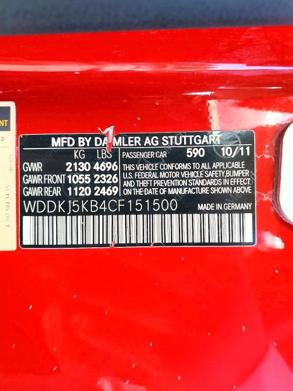 Aukcja sprzedaży 2012 Mercedes-benz E, vin: WDDKJ5KB4CF151500, numer aukcji: 58778376