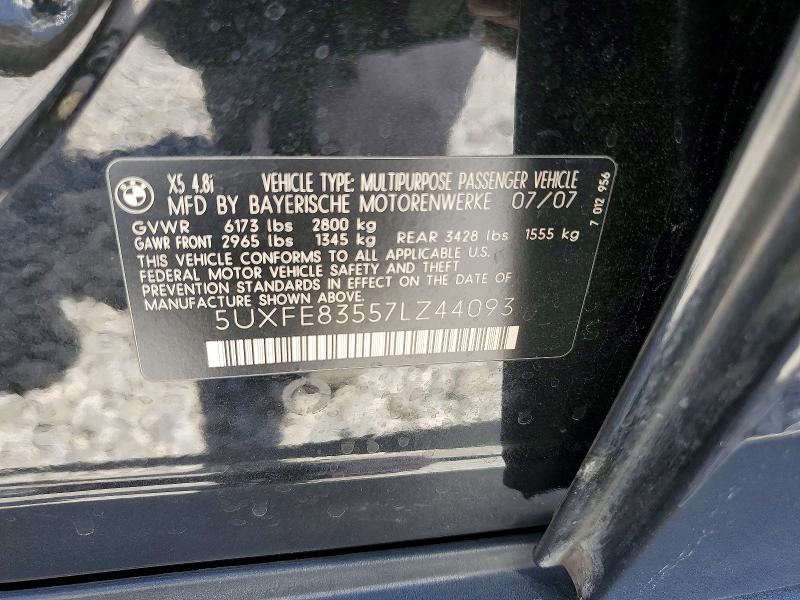 Продаж на аукціоні авто 2007 Bmw X5, vin: 5UXFE83557LZ44093, номер лоту: 57045016