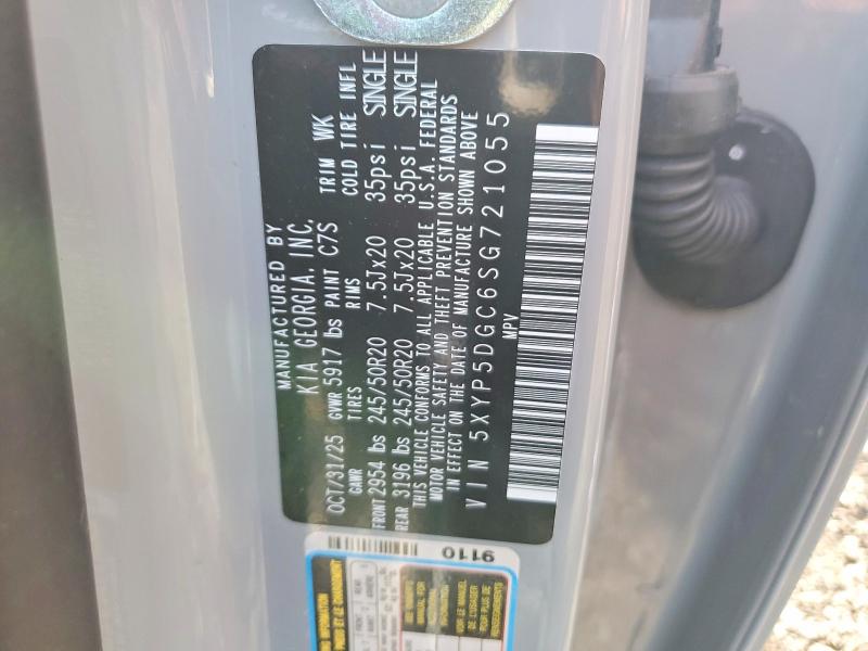 58908396 :رقم المزاد ، 5XYP5DGC6SG721055 vin ، 2025 Kia Telluride مزاد بيع