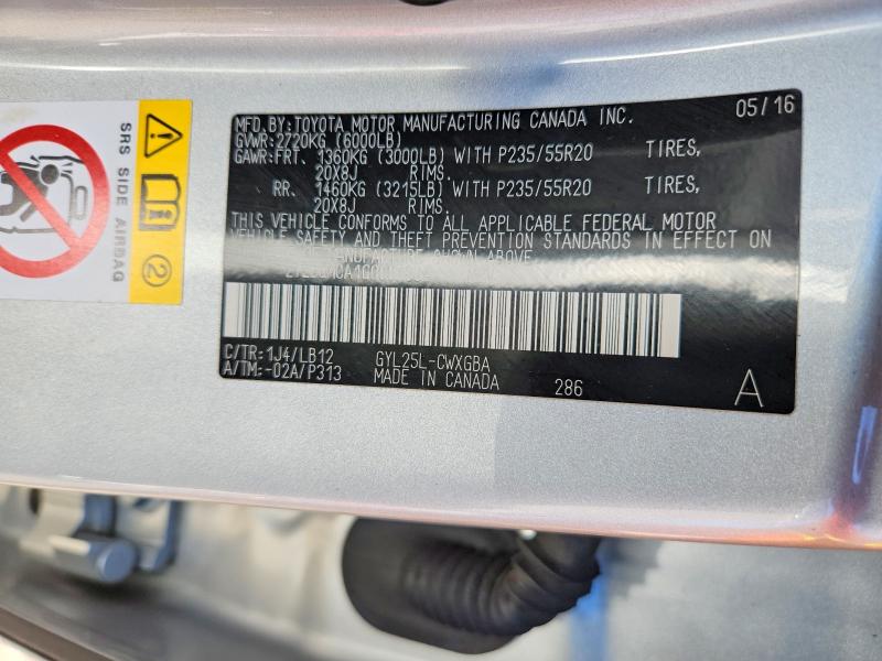 Auction sale of the 2016 Lexus Rx, vin: 2T2BGMCA1GC007034, lot number: 55866736