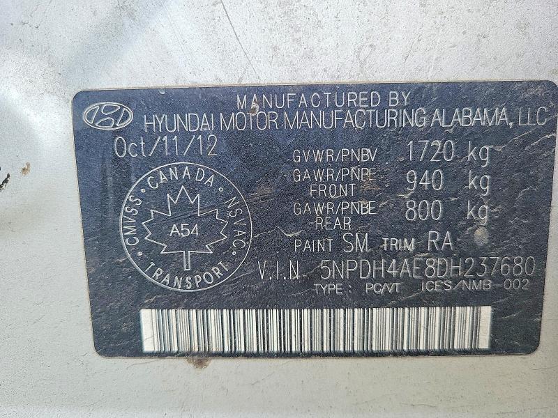 Продаж на аукціоні авто 2013 Hyundai Elantra, vin: 5NPDH4AE8DH237680, номер лоту: 58223996