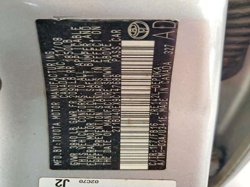 Продажа на аукционе авто 2009 Toyota Corolla, vin: 2T1BU40EX9C147686, номер лота: 56125686