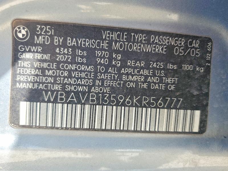 56526466 :رقم المزاد ، WBAVB13596KR56777 vin ، 2006 Bmw 325 مزاد بيع