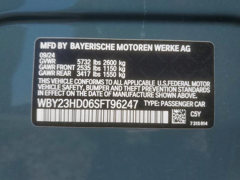 Продаж на аукціоні авто 2025 Bmw I4, vin: WBY23HD06SFT96247, номер лоту: 56610196