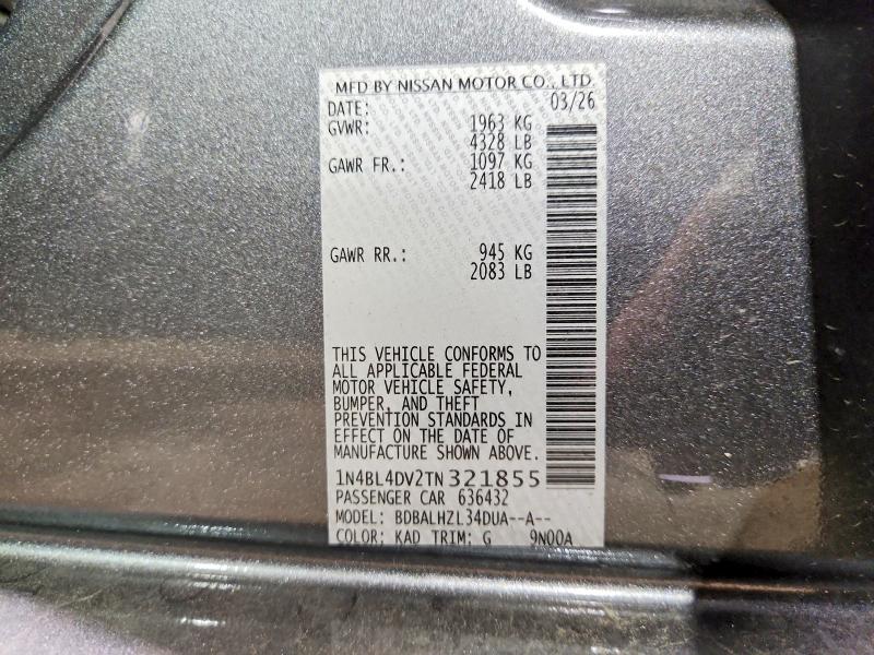 Aukcja sprzedaży 2026 Nissan Altima, vin: 1N4BL4DV2TN321855, numer aukcji: 85627345