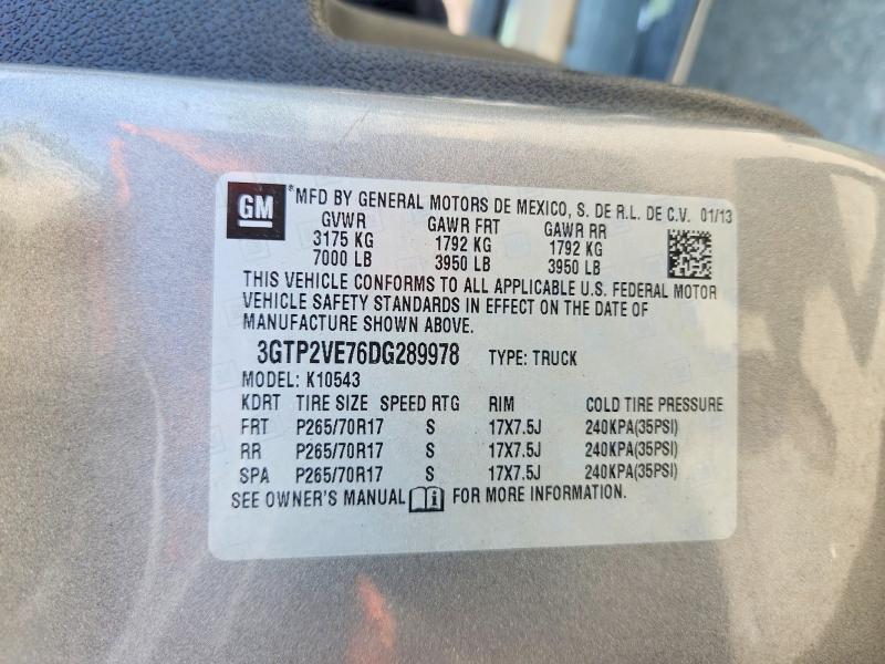 2013 Gmc Sierra მანქანა იყიდება აუქციონზე, vin: 3GTP2VE76DG289978, აუქციონის ნომერი: 55923116