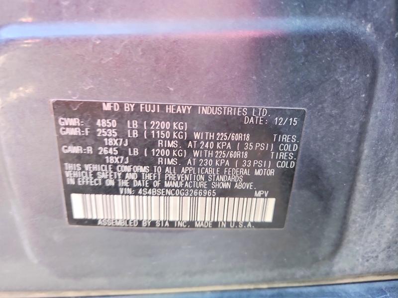 Продаж на аукціоні авто 2016 Subaru Outback, vin: 4S4BSENC0G3266965, номер лоту: 57018416