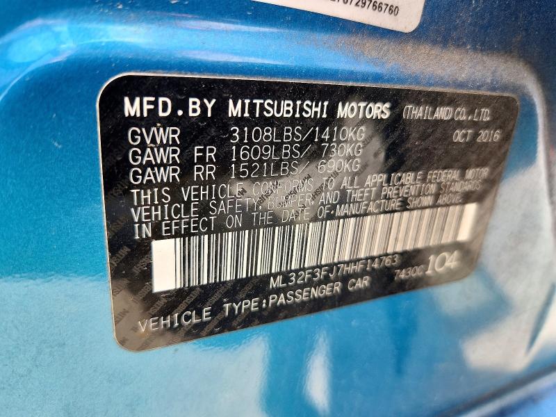 Продаж на аукціоні авто 2017 Mitsubishi Mirage, vin: ML32F3FJ7HHF14763, номер лоту: 56417336