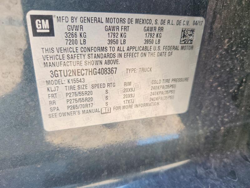 Продажа на аукционе авто 2017 Gmc Sierra, vin: 3GTU2NEC7HG408367, номер лота: 58559596