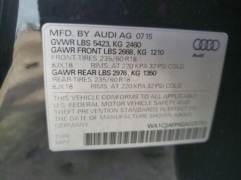 Продаж на аукціоні авто 2016 Audi Q5, vin: WA1C2AFP8GA025793, номер лоту: 57648956