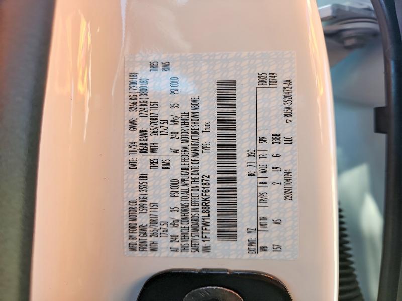 Aukcja sprzedaży 2024 Ford F150, vin: 1FTFW1L88RKF61872, numer aukcji: 55739646