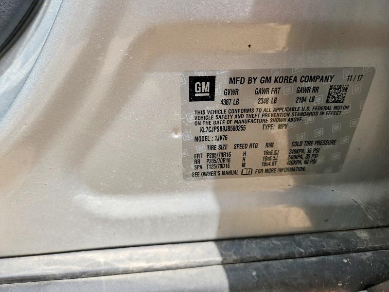 58411696 :رقم المزاد ، KL7CJPSB9JB580255 vin ، 2018 Chevrolet Trax مزاد بيع