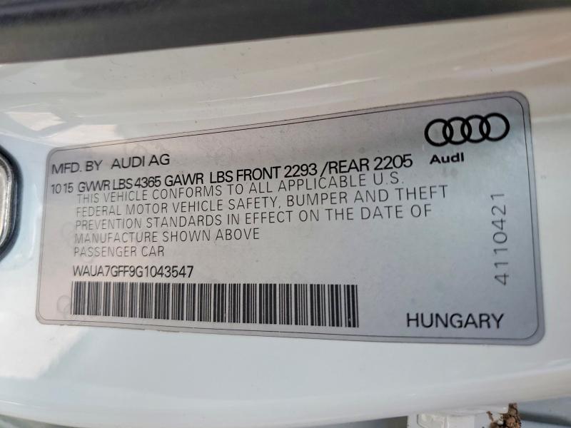 2016 Audi A3 მანქანა იყიდება აუქციონზე, vin: WAUA7GFF9G1043547, აუქციონის ნომერი: 56859136