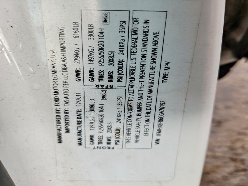 2012 Ford Explorer მანქანა იყიდება აუქციონზე, vin: 1FMHK8F86CGA76192, აუქციონის ნომერი: 56805816