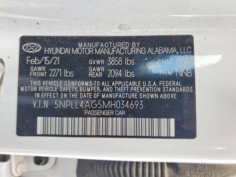 Aukcja sprzedaży 2021 Hyundai Elantra, vin: 5NPLL4AG5MH034693, numer aukcji: 56961876