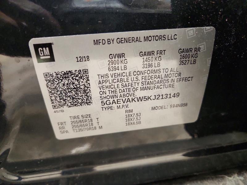 2019 Buick Enclave მანქანა იყიდება აუქციონზე, vin: 5GAEVAKW5KJ213149, აუქციონის ნომერი: 58737686