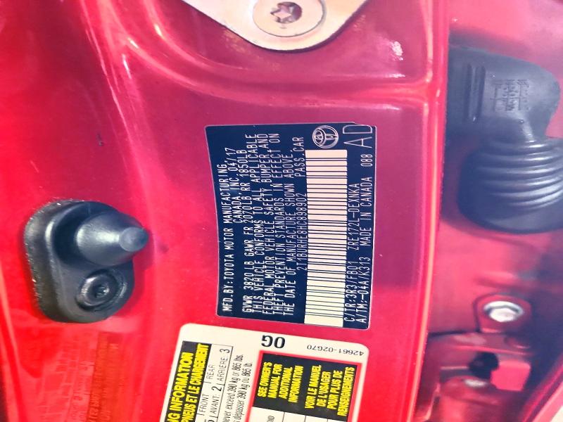 55965226 :رقم المزاد ، 2T1BURHE8HC898902 vin ، 2017 Toyota Corolla مزاد بيع
