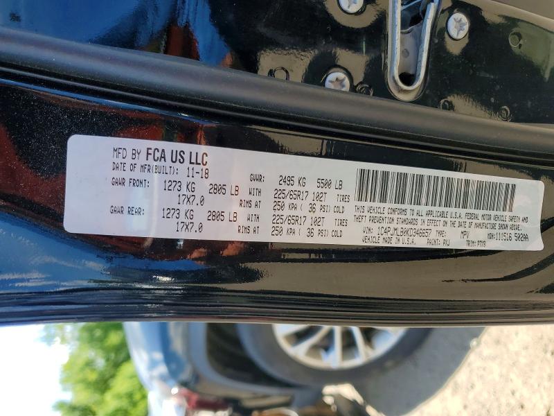 Auction sale of the 2019 Jeep Cherokee, vin: 1C4PJMLB0KD346657, lot number: 57998036