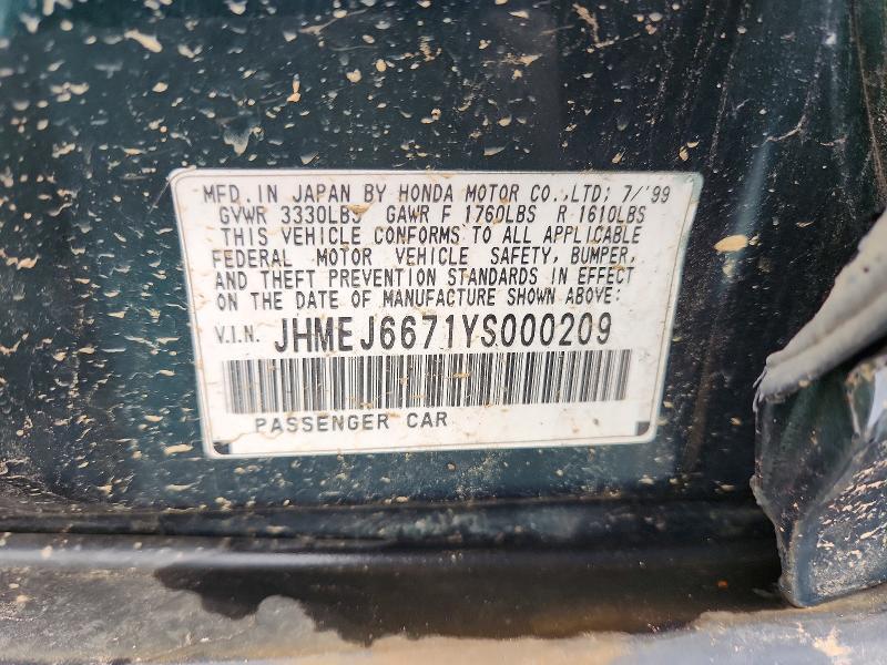Auction sale of the 2000 Honda Civic, vin: JHMEJ6671YS000209, lot number: 55964906