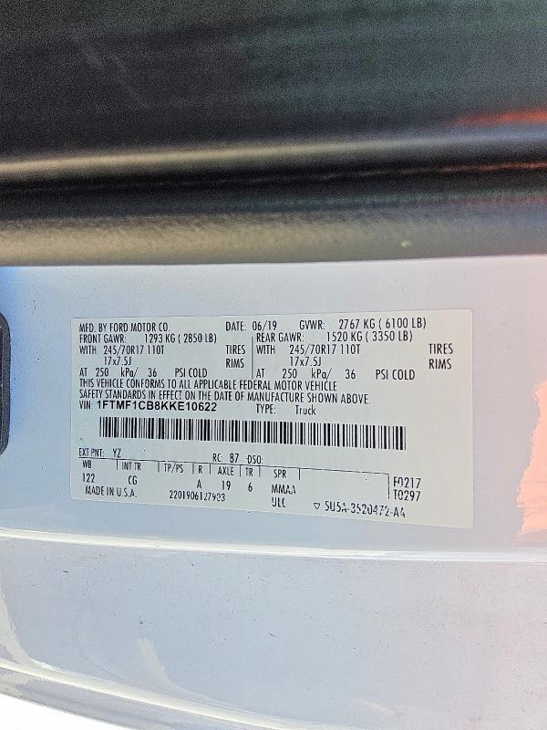 Aukcja sprzedaży 2019 Ford F150, vin: 1FTMF1CB8KKE10622, numer aukcji: 53736326