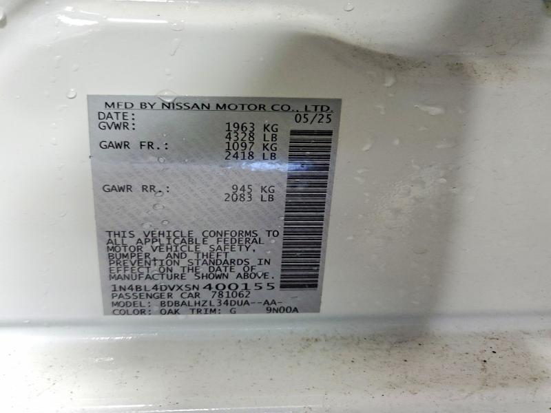 58440336 :رقم المزاد ، 1N4BL4DVXSN400155 vin ، 2025 Nissan Altima مزاد بيع