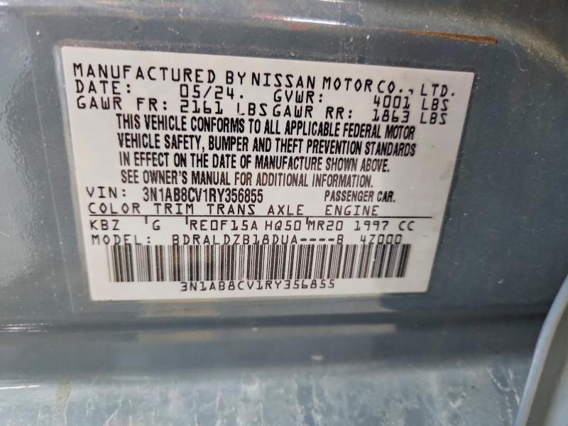 2024 Nissan Sentra მანქანა იყიდება აუქციონზე, vin: 3N1AB8CV1RY356855, აუქციონის ნომერი: 57337646