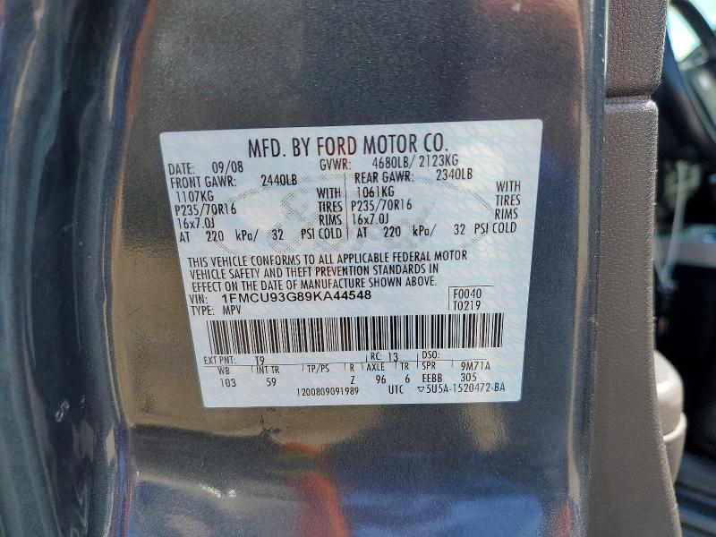 57115616 :رقم المزاد ، 1FMCU93G89KA44548 vin ، 2009 Ford Escape مزاد بيع