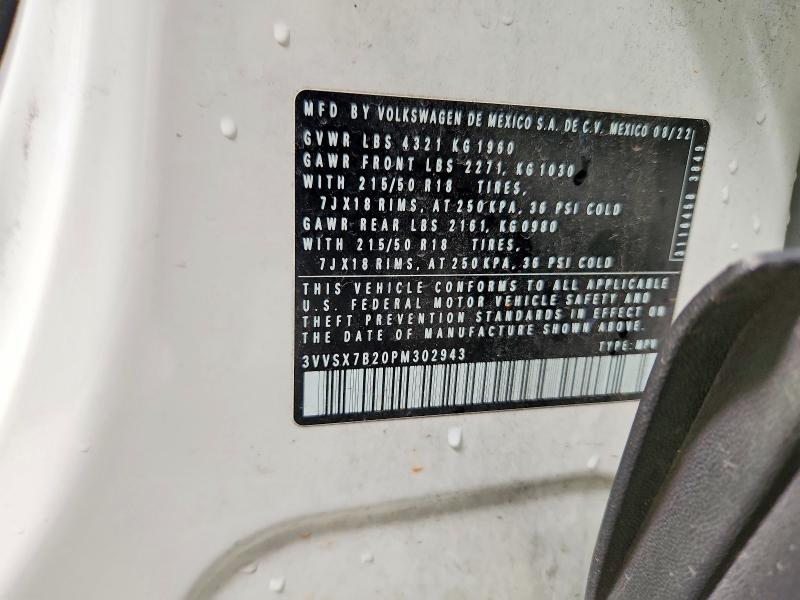 2023 Volkswagen Taos მანქანა იყიდება აუქციონზე, vin: 3VVSX7B20PM302943, აუქციონის ნომერი: 57976306