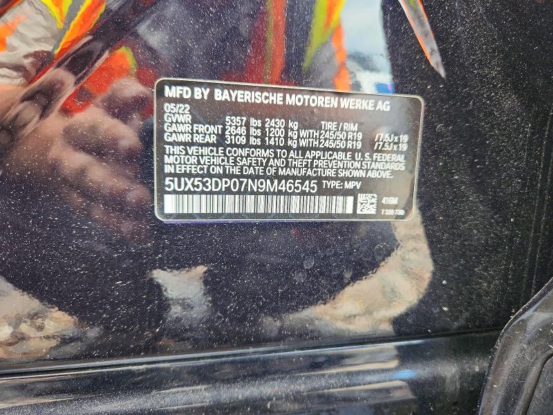 56628136 :رقم المزاد ، 5UX53DP07N9M46545 vin ، 2022 Bmw X3 مزاد بيع