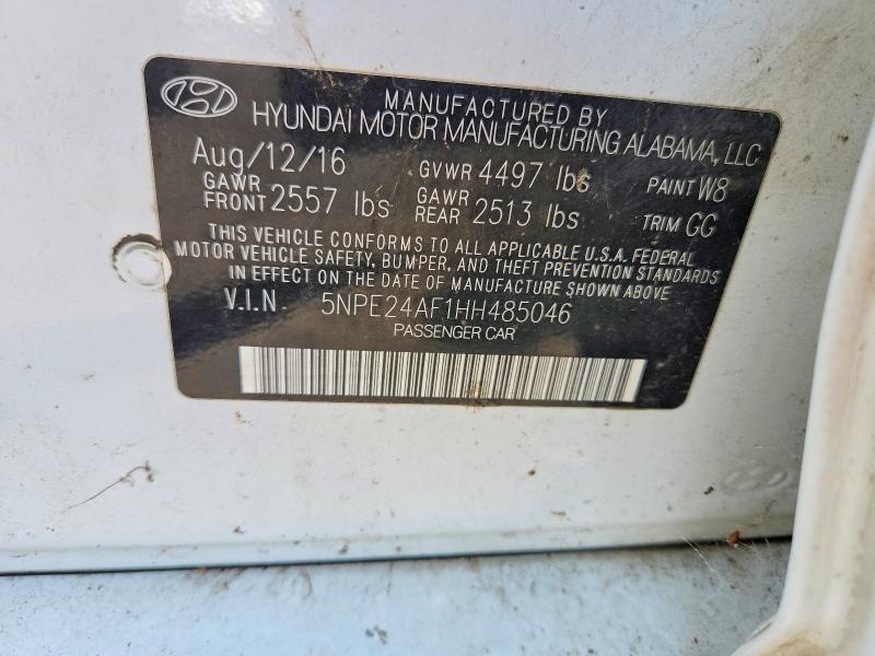 2017 Hyundai Sonata მანქანა იყიდება აუქციონზე, vin: 5NPE24AF1HH485046, აუქციონის ნომერი: 58309636