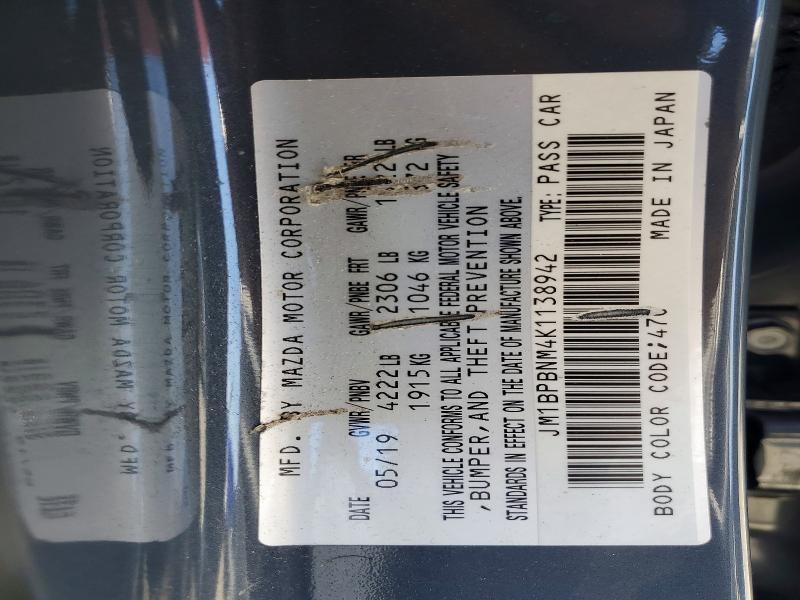 Продажа на аукционе авто 2019 Mazda 3, vin: JM1BPBNM4K1138942, номер лота: 59011466