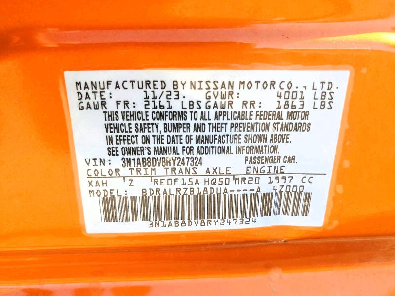 56884856 :رقم المزاد ، 3N1AB8DV8RY247324 vin ، 2024 Nissan Sentra مزاد بيع