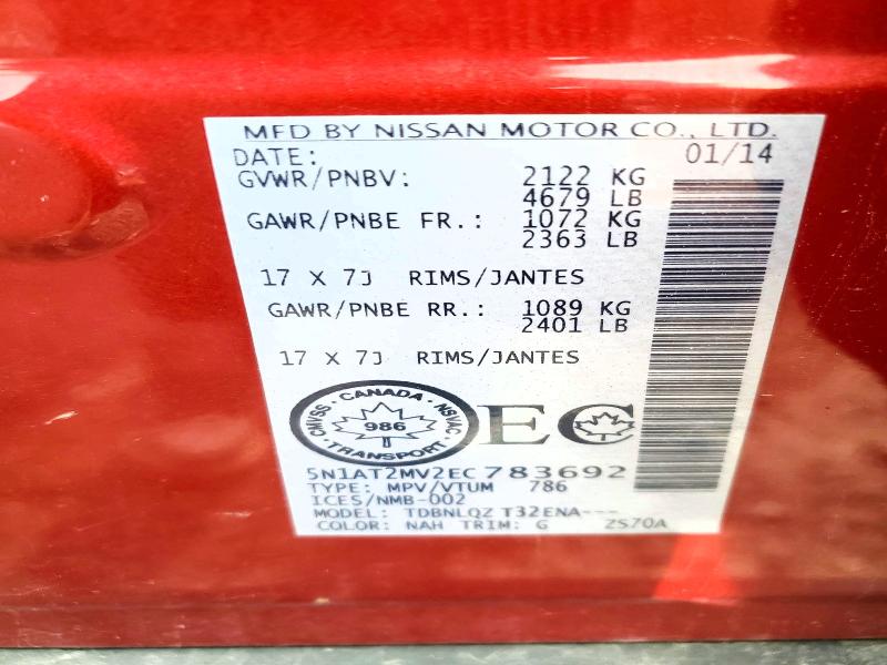 Продажа на аукционе авто 2014 Nissan Rogue, vin: 5N1AT2MV2EC783692, номер лота: 58019456