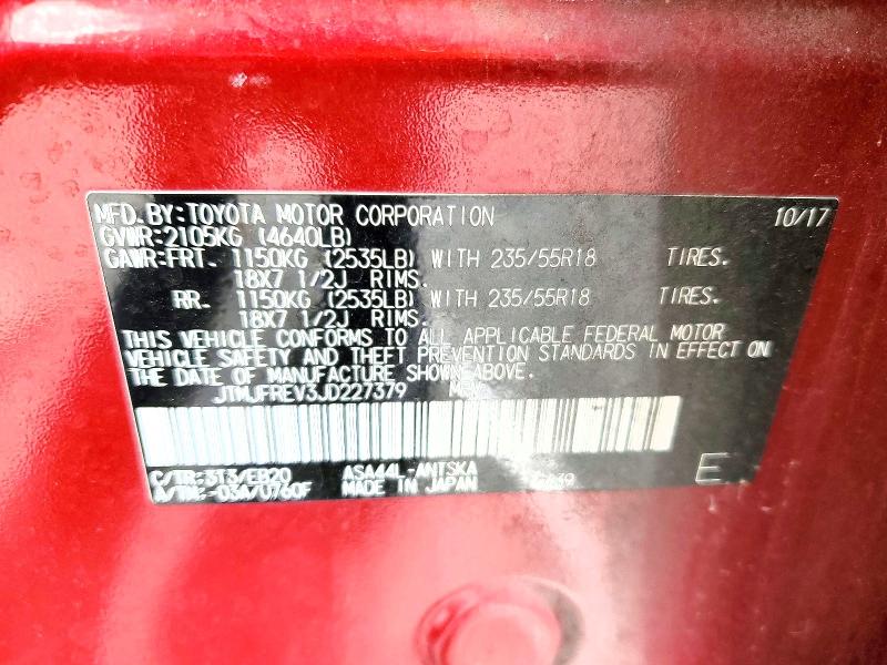 2018 Toyota Rav4 მანქანა იყიდება აუქციონზე, vin: JTMJFREV3JD227379, აუქციონის ნომერი: 56099276