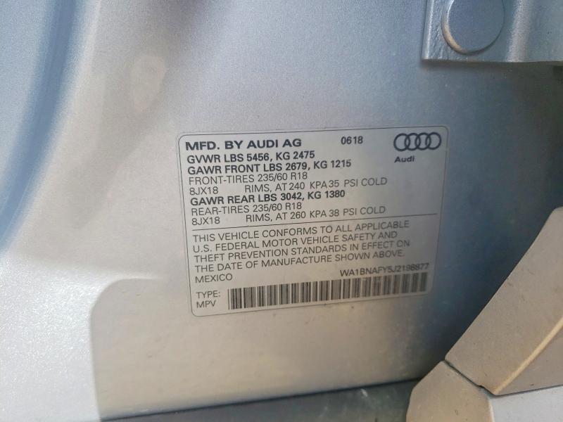 Продаж на аукціоні авто 2018 Audi Q5, vin: WA1BNAFY5J2198877, номер лоту: 56699906