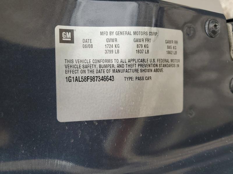 57845146 :رقم المزاد ، 1G1AL58F987346643 vin ، 2008 Chevrolet Cobalt مزاد بيع