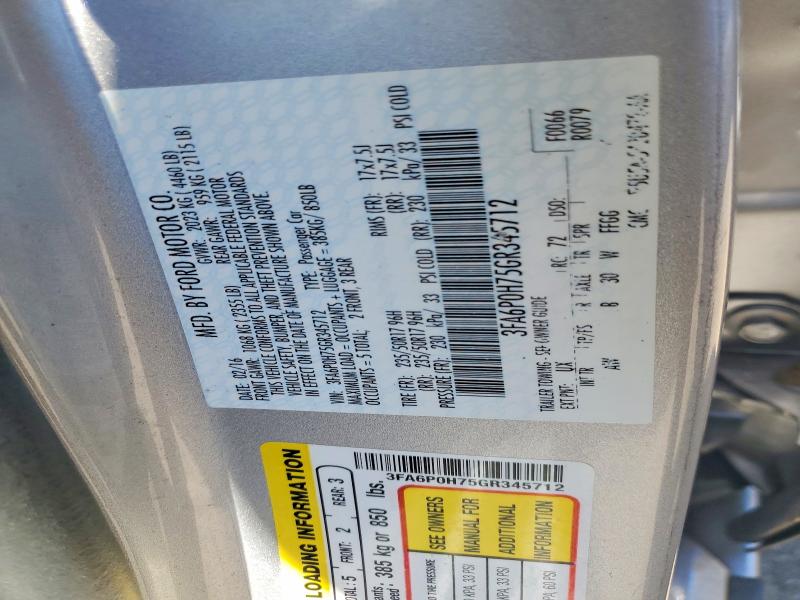 Aukcja sprzedaży 2016 Ford Fusion, vin: 3FA6P0H75GR345712, numer aukcji: 54338196