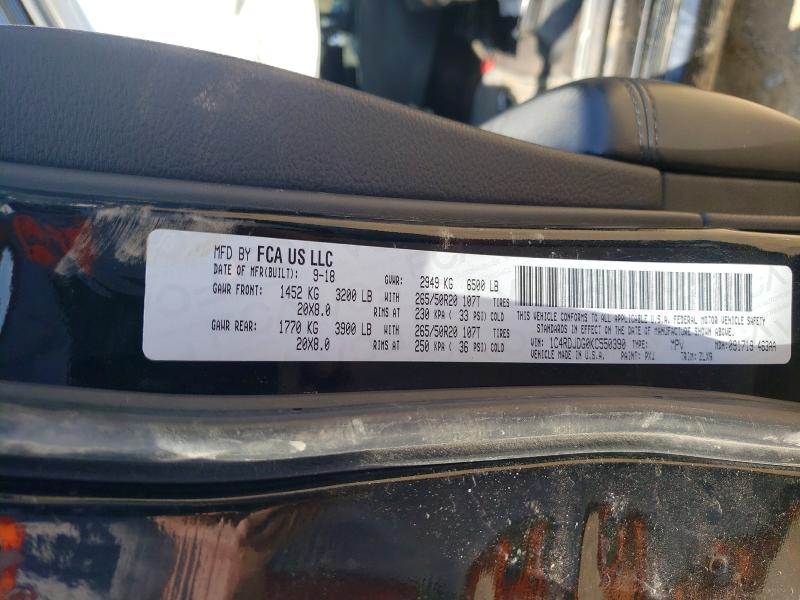 2019 Dodge Durango მანქანა იყიდება აუქციონზე, vin: 1C4RDJDG0KC550390, აუქციონის ნომერი: 56999496