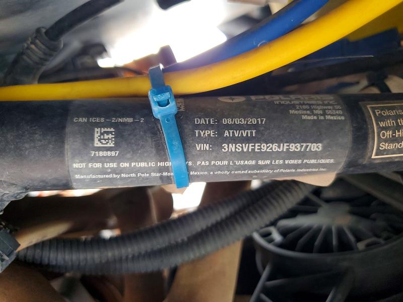 58026206 :رقم المزاد ، 3NSVFE926JF937703 vin ، 2018 Polaris Rzr Turbo مزاد بيع