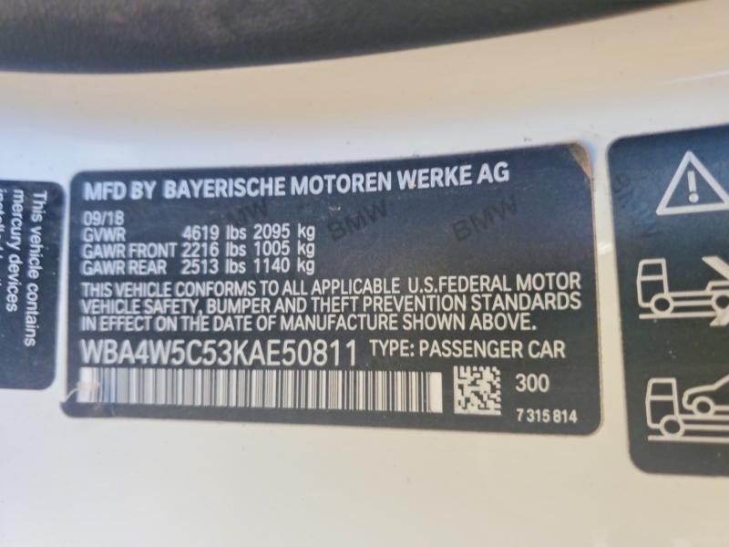 57867616 :رقم المزاد ، WBA4W5C53KAE50811 vin ، 2019 Bmw 430xi مزاد بيع