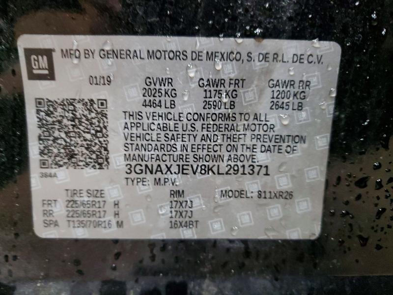 Aukcja sprzedaży 2019 Chevrolet Equinox, vin: 3GNAXJEV8KL291371, numer aukcji: 55933156