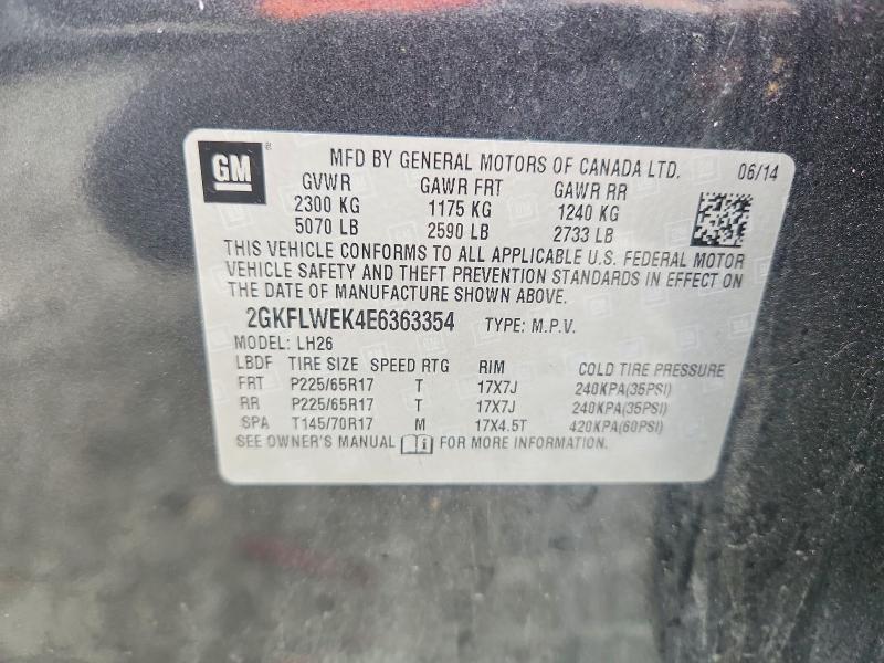 Aukcja sprzedaży 2014 Gmc Terrain, vin: 2GKFLWEK4E6363354, numer aukcji: 58504026