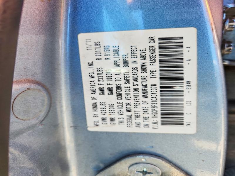58019716 :رقم المزاد ، 1HGCP2F31CA043378 vin ، 2012 Honda Accord مزاد بيع