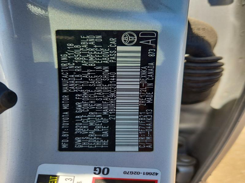 Aukcja sprzedaży 2019 Toyota Corolla, vin: 2T1BURHE9KC201440, numer aukcji: 57237996