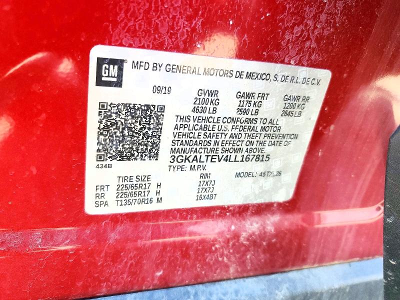 Aukcja sprzedaży 2020 Gmc Terrain, vin: 3GKALTEV4LL167815, numer aukcji: 58050556