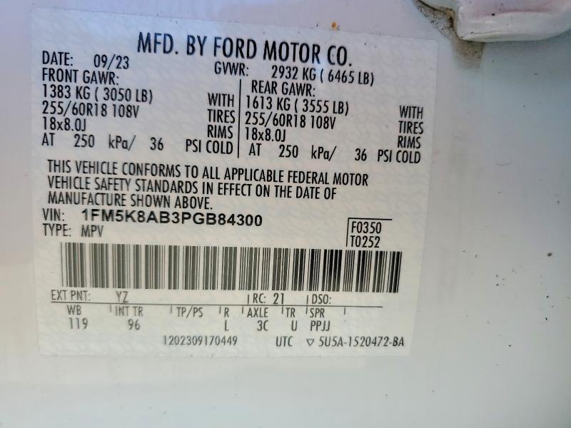 Продаж на аукціоні авто 2023 Ford Explorer, vin: 1FM5K8AB3PGB84300, номер лоту: 57903406