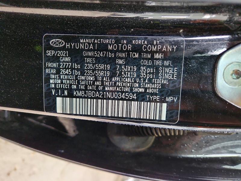 Продаж на аукціоні авто 2022 Hyundai Tucson, vin: KM8JBDA21NU034594, номер лоту: 58238246
