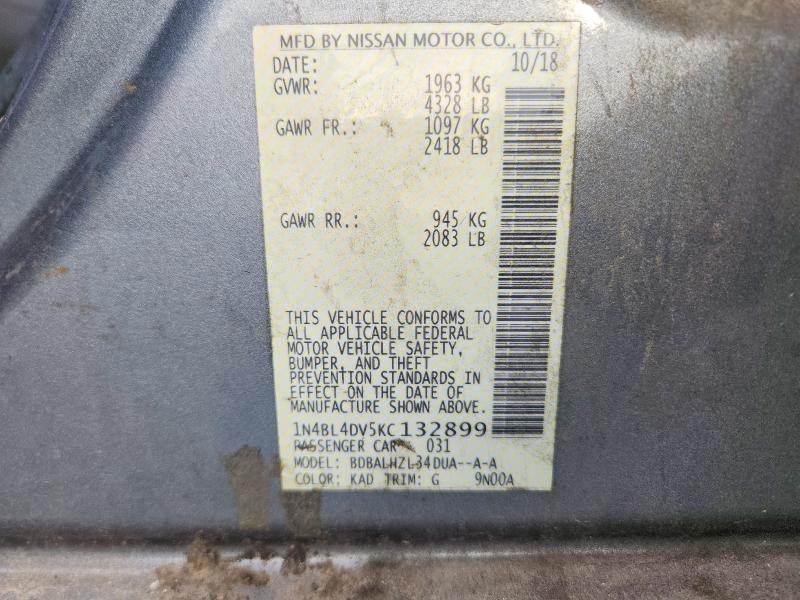 58103336 :رقم المزاد ، 1N4BL4DV5KC132899 vin ، 2019 Nissan Altima مزاد بيع