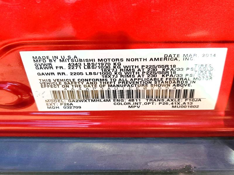 Aukcja sprzedaży 2014 Mitsubishi Outlander Sport, vin: 4A4AP3AU1EE026547, numer aukcji: 56480176